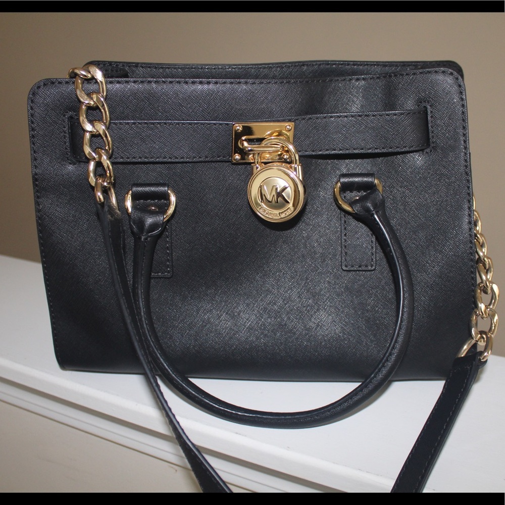 Black Michael Kors Hard Leather Tote